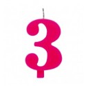 Candelina scintillante fucsia numero 3