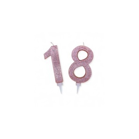 Candelina 18 anni rosa glitter