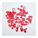 Confetti in plastica a forma di cuore rosso